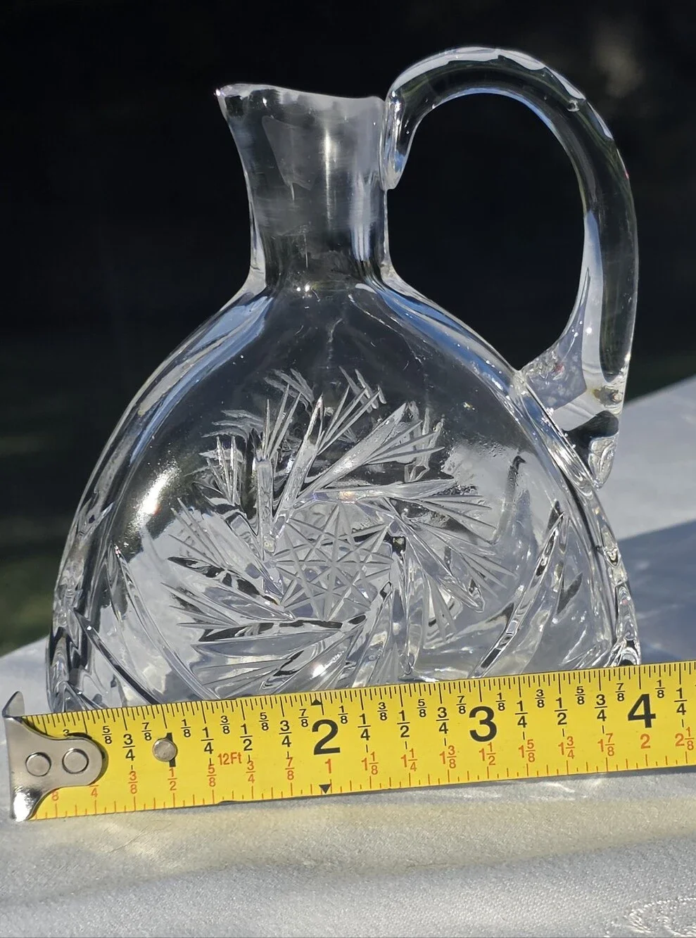 Vintage Cut Crystal Oil Vinegar Cruet Pinwheel Hobstar 4.75” No Stopper